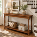 50" Vintage Farmhouse Console Table, Solid Wood Couch Table Behind Sofa with Storage Shelf, Long Entryway Table, Narrow Console Stand, Hallway Table for Entryway, Living Room, Vintage Brown