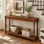 50" Vintage Farmhouse Console Table, Solid Wood Couch Table Behind Sofa with Storage Shelf, Long Entryway Table, Narrow Console Stand, Hallway Table for Entryway, Living Room, Vintage Brown