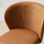 Brown Leather Dining Chairs Set of 4, Sturdy Metal Legs, High-Resilience Sponge, Non-Scratch Pads, for Kitchen, Dining Room, Living Room
