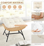 RADIATA Ottoman Set of 2 for Patio, Cushioned Wicker Footstool Ottomans, Rattan Foot Rest for Outdoor Chair Egg Chair, 2-in-1 Foot Stool for Living Room Bedroom Porch Deck Garden Balcony, Beige