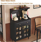 Kitchen Pantry Cabinet, Tall Storage Cabinet, Arched Bookshelf Bookcase, Coffee Bar Workstation, Tall Food Pantry Funiture for Living Room,Dining Room(Black,135x80cm/53.1x31.5in)