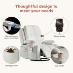 Triple Motor Power Swivel Rocker Recliner Chair with Adjustable Armrests for Adults Elderly, FSC Certified Faux Leather Rocking Chair Nursery for Breastfeeding(White)