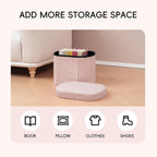 PINPLUS Storage Ottoman Boulce Tufted Oval Small Ottomans for Living Room Foot Rest with Storage, Pink 16.1"x12.2"x12.2" (Pink)