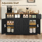 YATINEY Coffee Bar Cabinet, Kitchen Island with Storage, Farmhouse Sideboard Buffet Cabinet with Dual-Purpose Floating Shelf and Hooks, for Restaurant, Living Room, Rustic Brown KF32BR