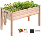 VEVOR Raised Garden Bed 48x24x30in with Sturdy Legs, High End Natural Fir Wood Planter Box Elevated Planting Stand for Backyard/Garden/Patio/Balcony w/Non -Woven Liner & 1 Set of Tool, 220lb Capacity
