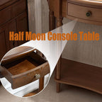 Half Moon Table, Table Solid Wood with Drawer Half-Moon Porch Side Elegant Vintage, Semi-Circle Entryway Storage Shelf, for Hallway Entrance Decor(Walnut-Colored, 23.6" L x 11.8" W x 31.5" H)