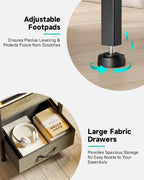 Lazzanto Night Stand Bedside Charger Bedroom - Grey Nightstand with Charging Station & LED Light Strip, Morden End Table with USB Ports & AC Outlets, Night Stand with Storage Shelf & 2 Fabric Drawers