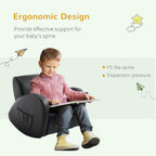 Sofa Rocking Chair with Side Pocket, PU Leather Toddler Armchair for Children Grey