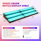 2-Pack 16‘’ LED Lighted Liquor Display, 3-Tier 32Inch Total Bar Shelves for Liquor Bottle, Illuminated Home Bar Shelf with RF & App Control, 7 Colors, Music Sync& 1-4H Timming, Light-Up Whiskey Rack