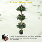 Goplus 51" Artificial Triple Ball Boxwood Topiary Tree, Faux Bush Plant with 59 Blossoms, Cement-Filled Plastic Pot, Sun-Resistant Indoor Outdoor Fake Greenery for Porch Home Decoration Housewarming