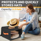 kushon Upgraded Hat Storage Box for Women & Men,Closet Hat Boxes Organizer Bag with Dustproof Lids,Cowboy Hat Box,Hat Carrier Case For Travel