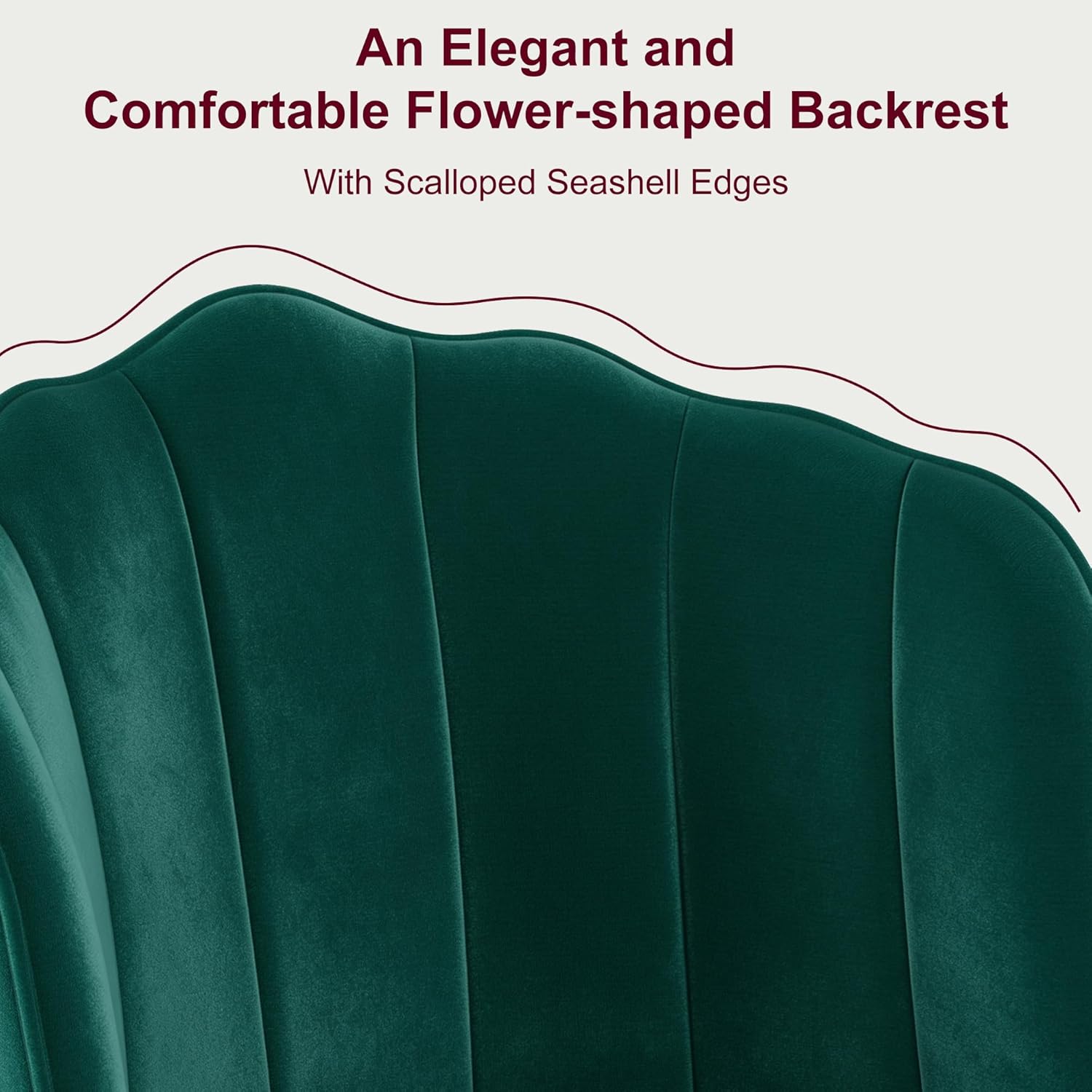 VECELO Velvet Dining Chairs Set of 2, Modern Upholstered Kitchen Chairs with Thick Cushions, Curved Padded Backrest and Metal Legs, for Kitchen, Dining Room, Living Room, Green