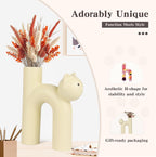 Cat Vase for Flowers, Ceramic Cat Desk Decor for Home & Office, Minimalist Flower Vase for Dried Plants, Cat Lover Gifts for Women, Cat Mom Gifts, Gifts for Cat Lovers, Cute Home Decor Small Vase
