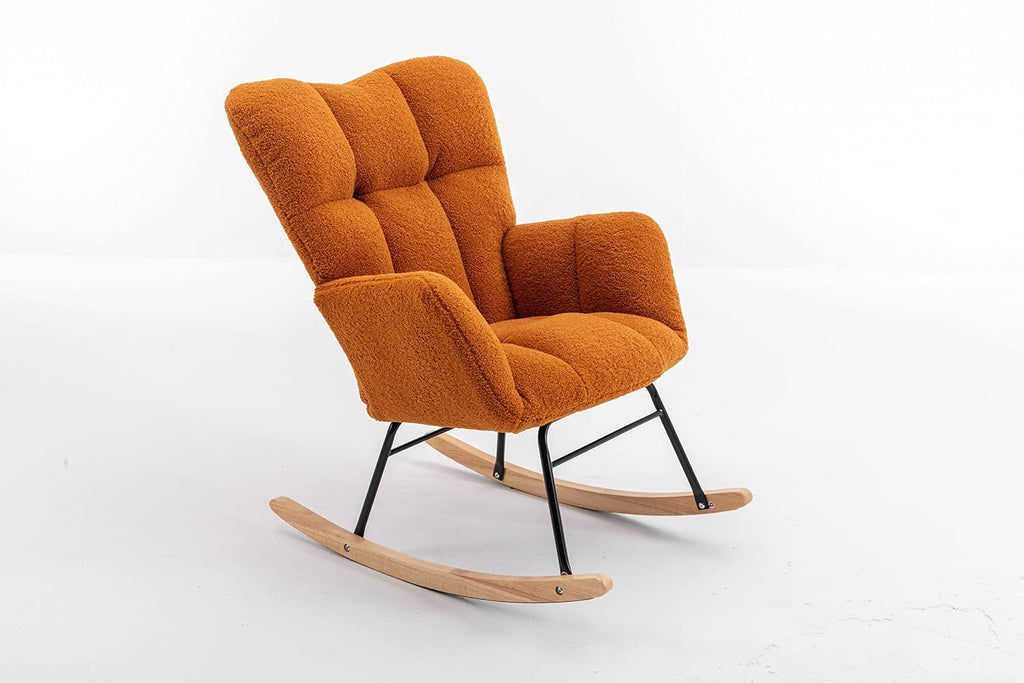 Adulto Teddy Rocking Chair Outdoor Indoor Living Room Nursery Wooden G,A5 | Soft teddy fabric rocking chair with foam filling, wooden frame, and metal base. Supports up to 250 LBS. Easy 25-min ass