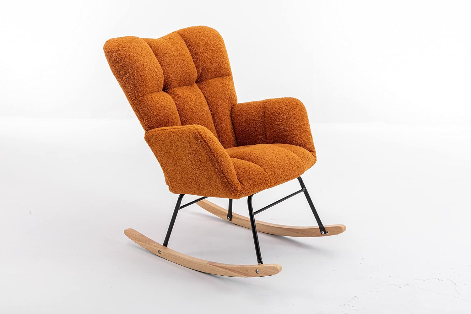 Adulto Teddy Rocking Chair Outdoor Indoor Living Room Nursery Wooden G,A5 | Soft teddy fabric rocking chair with foam filling, wooden frame, and metal base. Supports up to 250 LBS. Easy 25-min ass