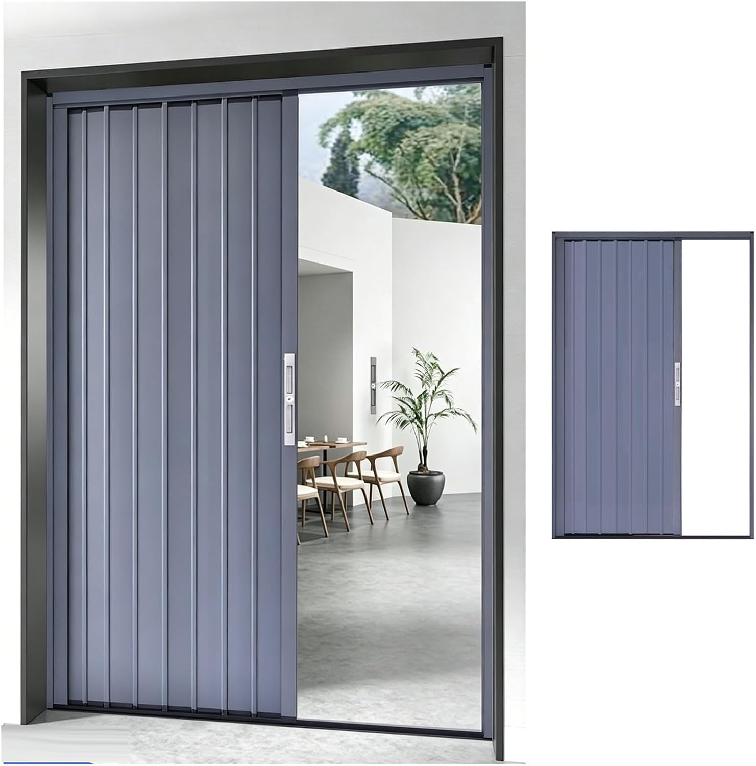 Aluminum Folding Accordion Door with Lock and Key, No Drill Retractable Room Divider with Rollers, Space Saving Partition for Bathroom Bedroom Kitchen Hallway Storage(105x203cm(41x80in))