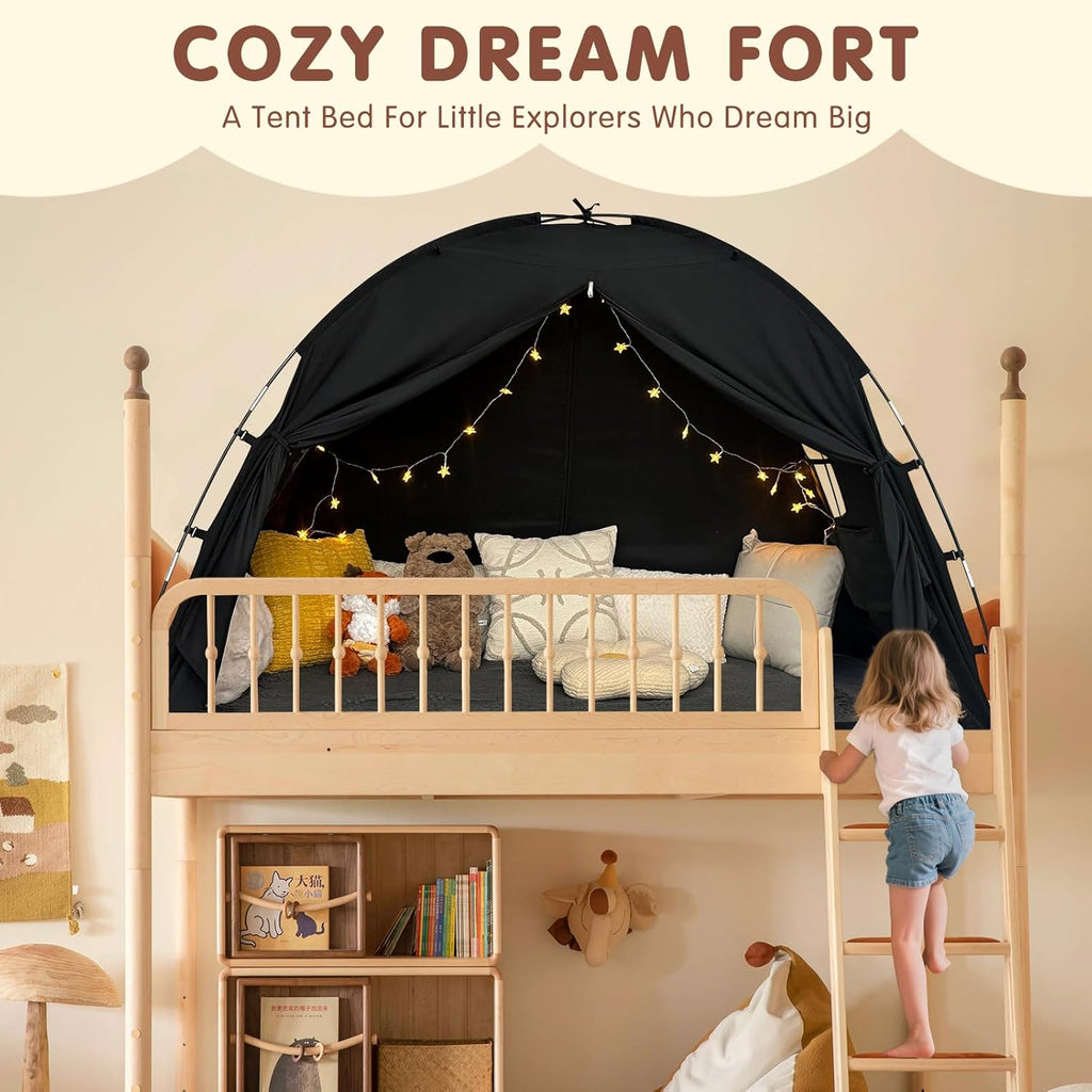 Bed Tent Twin Size - Privacy Sleeping Space with Blackout Design, Breathable Portable Indoor Floor Bed Tent for Toddler Transition