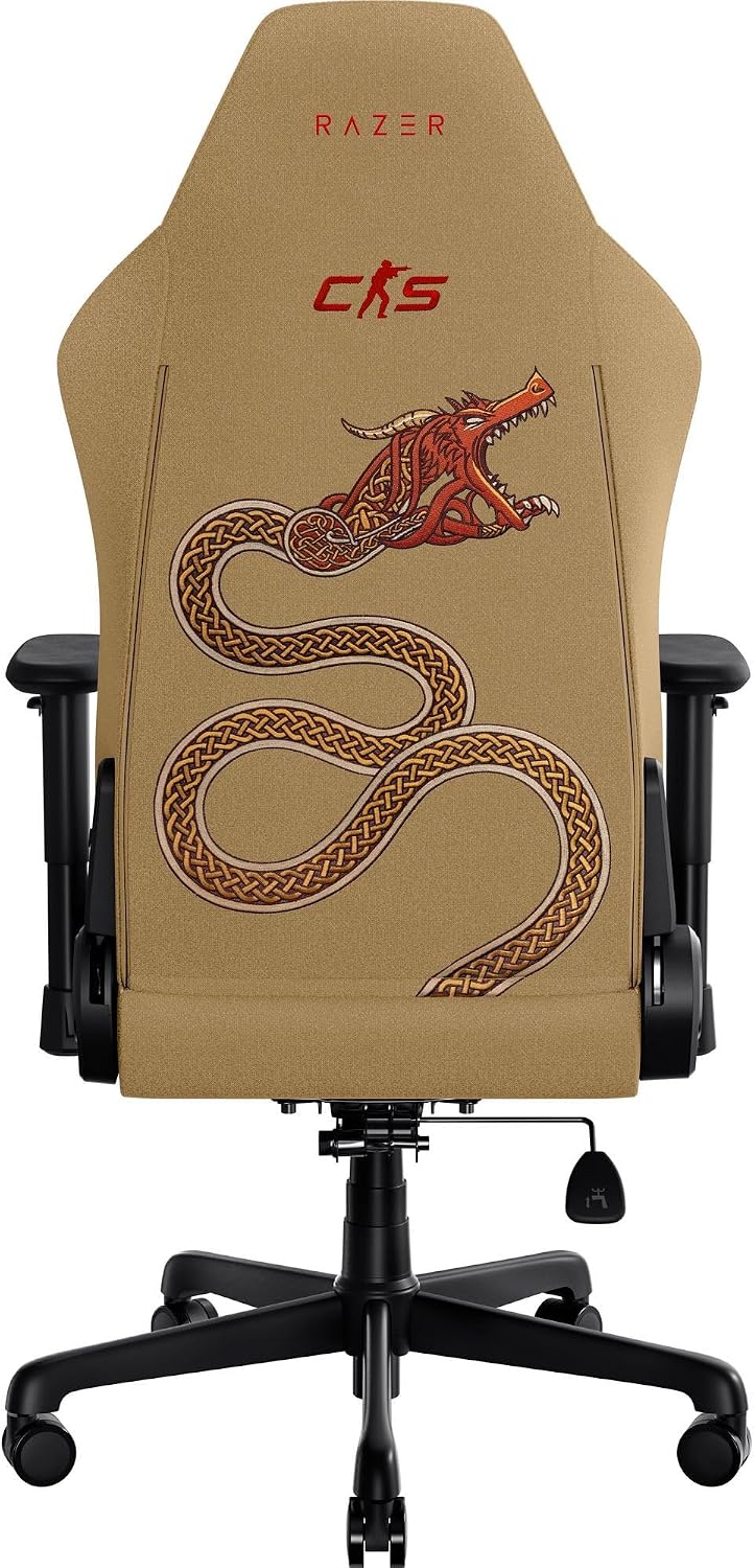 Razer Iskur V2 X Ergonomic Gaming Chair: Built-in Lumbar Support - Widened Seat - High Density Foam Cushions - Adjustable 152 Degree Recline - 2D Armrests - Plush Fabric - Counter Strike 2 Edition