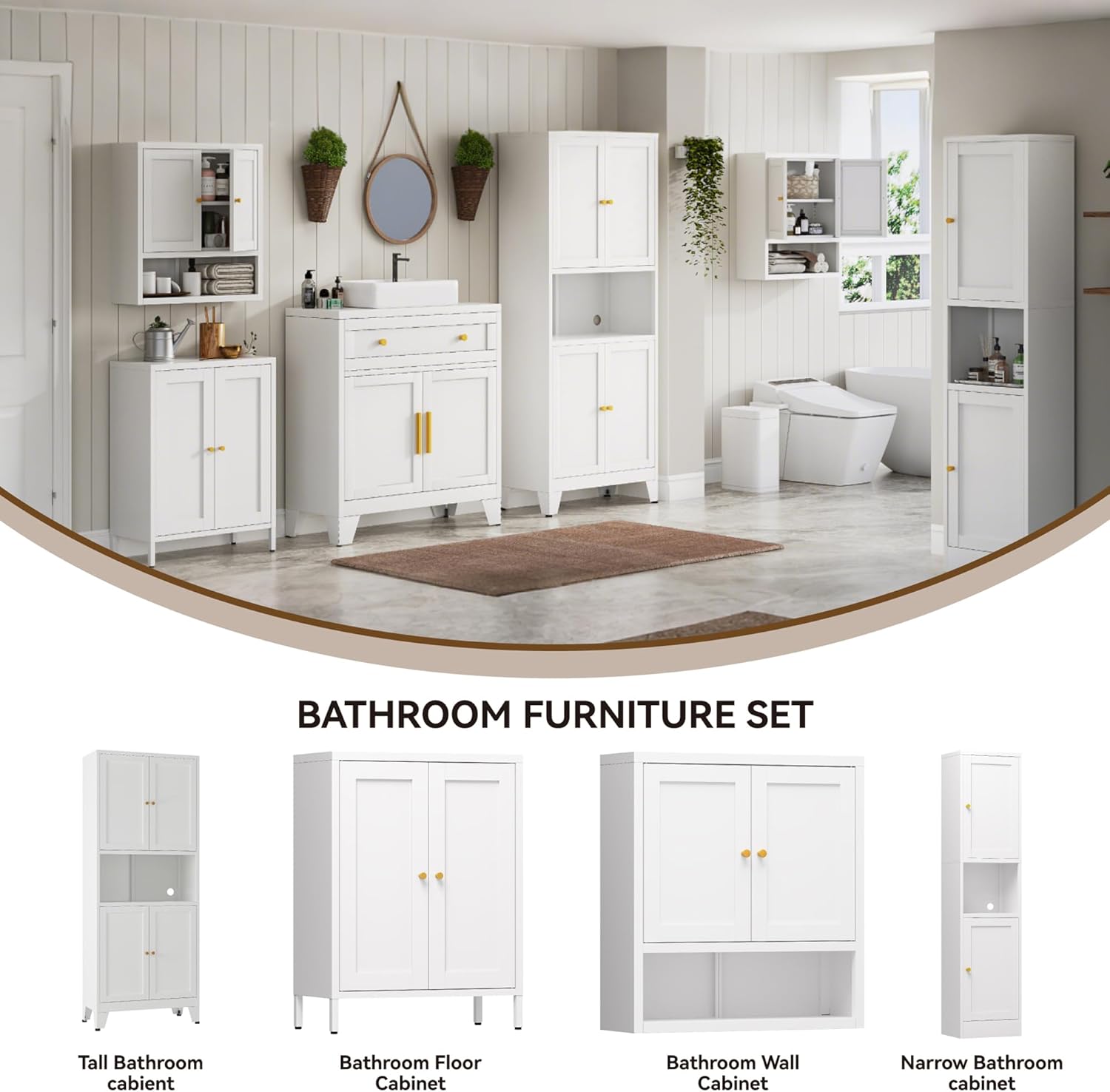 YAUWOH 69" Tall Metal Pantry Cabinet with Microwave Shelf, 4 Doors & 3 Adjustable Shelves, 120LBS Per Shelf Heavy Duty Storage Cabinet with Anti-Tip Design for Kitchen,Dining Room (1PC,White)