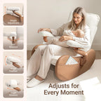 MAMAZING Lullabud Nursery Rocking Chair with Adjustable Armrests for Living Room, Upholstered Nursing Chair with Removable Cover for Breastfeeding(Brown/Beige)