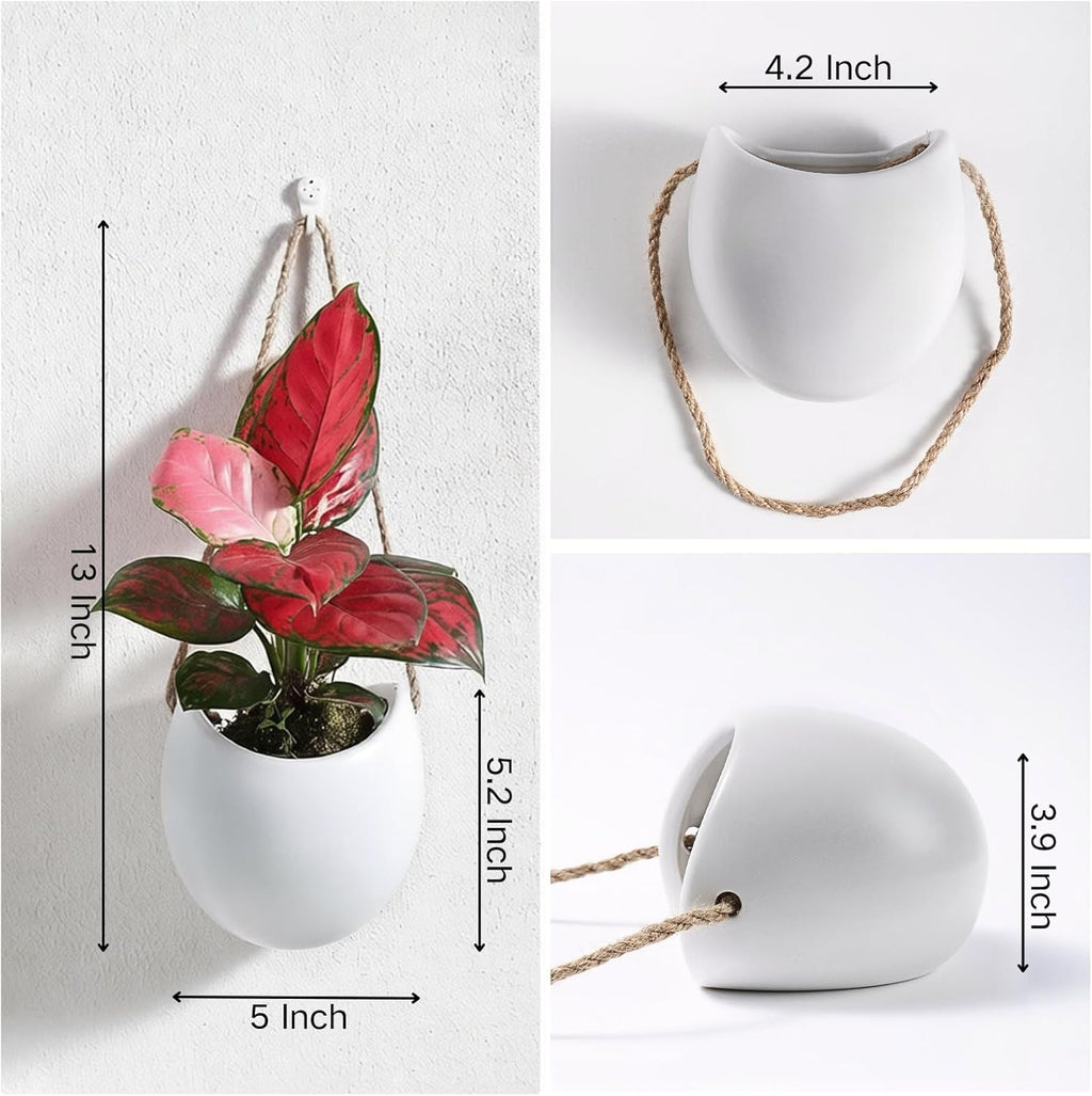Set of 3 Ceramic Wall Planters Small Pocket Vases Hanging Decor | (paired with real or fake flowers) Wall Decor for Home Entryway, Hallway, Bathroom, Living Room, Dining Room, Office, Garden
