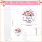 CroBlissful 30 Sets Off the Market Bridal Shower Favors Bamboo Folding Paper Hand Fans with Organza Bags and Thank You Tags Floral Market Themed Wedding Souvenirs for Guests