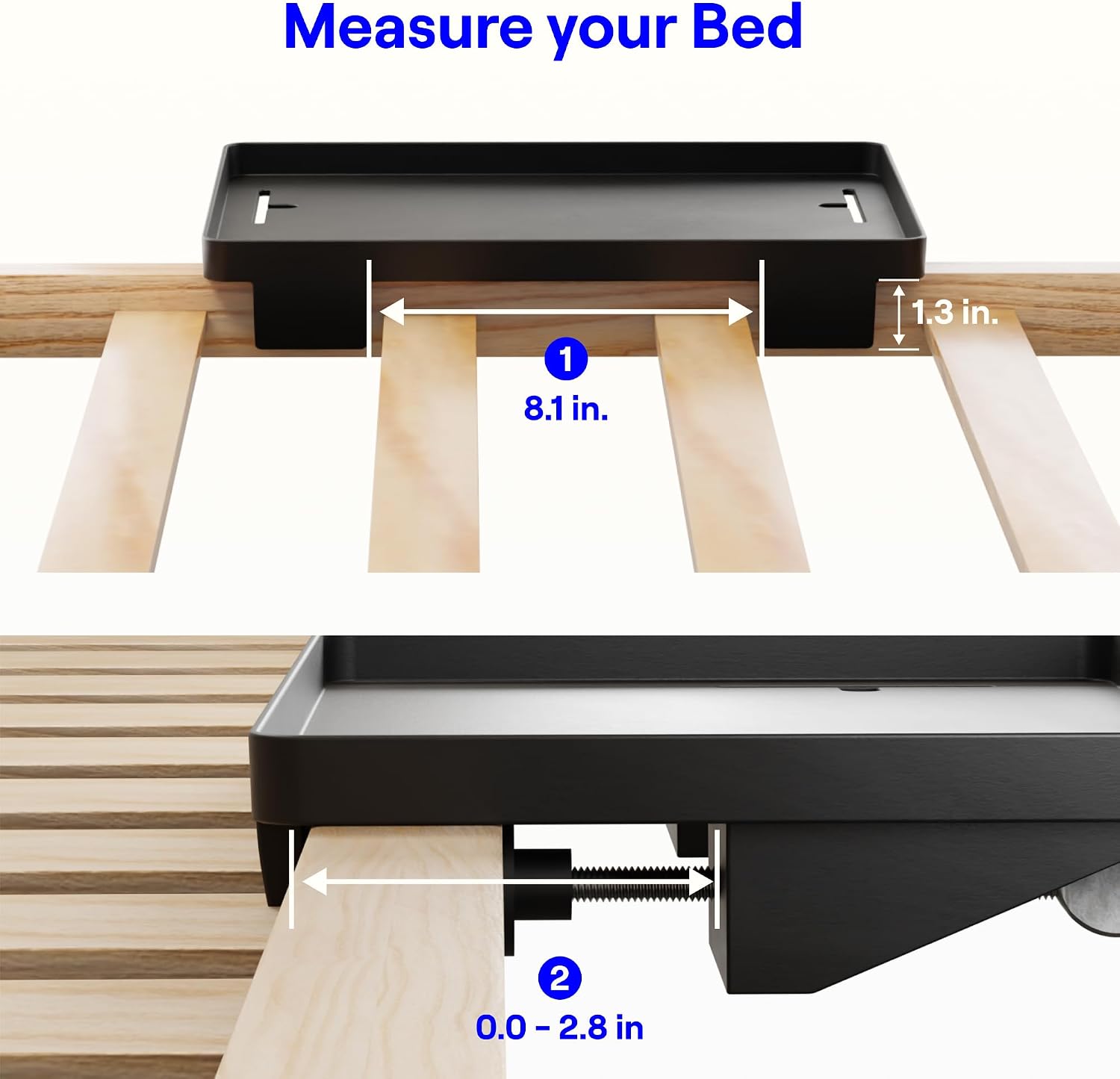 BedShelfie Bedside Shelf for Dorm Room - Cable Catch, Black | Bunk Bed & Top Bunk, College Dorm Room Essentials, Clip On Nightstand, Bed Side Table Tray, College Dorm Essentials