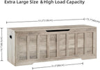 VANKILEY 51.2" Storage Chest Extra Large,Storage Bench with 2 Safety Hinges,Shoe Bench,51.2 * 15.7 * 19.1 inches,Wooden Trunk for Bedroom,livingroom,entryway,Supports 220 lb,Easy Assembly(Greige