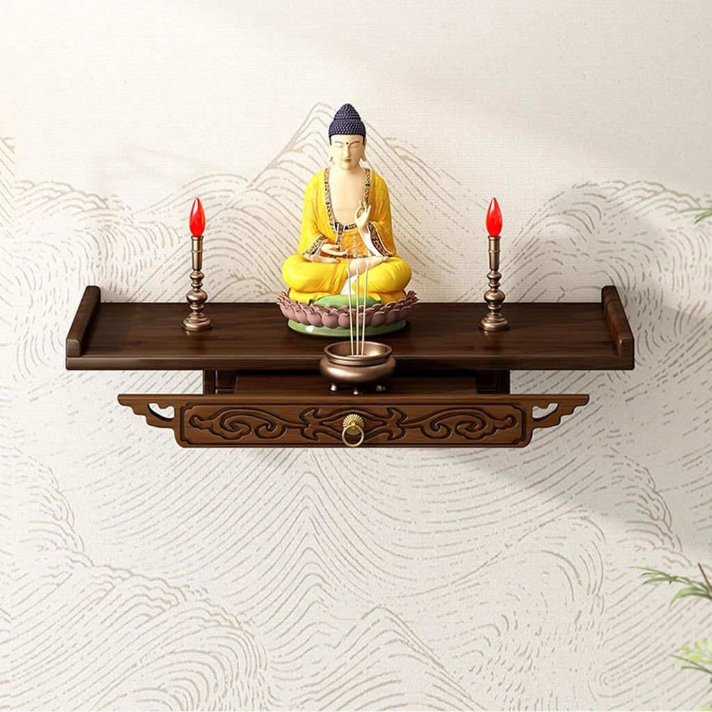 Altar Table, Wall-Mounted Personal Shrine Altar Table, Buddha Niche, Buddha Shelf Statue Stand, Spiritual Activities, Used to Place Photos, Souvenirs etc(66 * 26cm/26 * 10.2in)