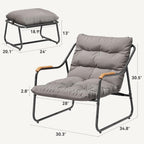 DWVO Chaise Lounge Chair Outdoor with Removable Cushions, Outdoor Patio Lounge Chair with Footrest, Breathable Outdoor Chaise for Pool Garden Backyard Deck, Gray