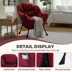 Lazy Chair for Living Room, Modern Soft Reading Chair Accent Contemporary Sofa Chair with Armrests and a Side Pocket for Bedroom, Dorm & Office, Burgundy