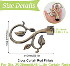 Bronze Curtain Finials, 2Pcs Leafy Branches Style, Fits Dia. 0.9-1.1" Rods, Easy to Install, Strong & Durable Aluminum Alloy, Bronze Textured Finish