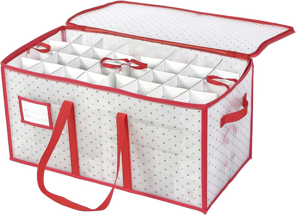 Sattiyrch Plastic Christmas Ornament Storage Box with Trays,Customizable Dividers, Dust-Proof Durable Ornament Organizer Holder,Christmas Storage Containers,Holds 128 x 3 Ornaments