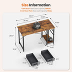 Sweetcrispy 40 Inch Computer Desk with Drawers for Home Office Writing Desk X Shaped Reinforcement Wood Surface Adjustable Position Modern Study Work Side Hook Metal Frame Storage Station Rust