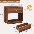 FurSch Modern End Table with Charging Station for Living Room, Wood Side Table with Drawer & Storage Shelf for Bedroom Couch Sofa (Walnut-1 pc)