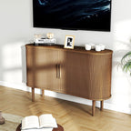 Mid-Century Modern Sideboard Buffet Cabinet, 55" Storage Cabinet with 4 cabinets, Decorative Fluted Sliding Doors for Bedroom Dining Room Small Space, Walnut Finish, Walnut