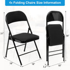 6 Pack Folding Chairs Metal Chairs Set with Padded Seats and Back, Padded Folding Chair for Home Office Wedding Party, Indoor and Outdoor Events, Set of 6 (Black-Fabric, 6 Pack)