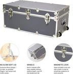 Rhino Trunk & Case Large Essential Trunk With Wheels 32”x18”x14”, 1000+ lbs Capacity - Many Colors. Strong, USA Made Summer Camp Footlocker, and Secure College Dorm Storage Chest
