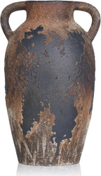 Rustic Ceramic Vase with Handles - 8.7 Inch Terracotta Wabi Sabi Decorative Flower Vase for Home Decor, Farmhouse Vintage Pottery Centerpiece for Table, Shelf Decor, Living Room or Entryway Decorative