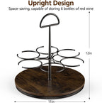 360° Rotating Wine and Coffe Syrup Bottle Rack, 6-Bottle Countertop Organizer with Non-Slip Base, Space-Saving Liquor and Syrup Bottle Display Shelves for Home Bar and Kitchen