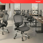 STAPLES Ergonomic Task Chair, Mesh, Ergonomic, Lumbar Support, Swivel, Gray