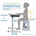 ECR4Kids Active Storage Wobble Stool, 18in Seat Height, Childrens Furniture, Light Grey