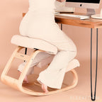 Sleekform Ergonomic Kneeling Chair - Home Office Rocking Desk Stool for Active Sitting - White Comfortable Cushions Wood