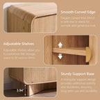 IFGET Modern Buffet Cabinet with Storage, 70" Large Sideboard Buffet Storage Cabinet with 4 Doors and Adjustable Shleves, Wooden Curved Coffee Bar for Dining Room, Kitchen, Living Room, Natural Oak