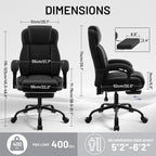 AreShark Ergonomic Office Chair with Footrest,PU Leather Executive Desk Chair Padded Linkage Armrests,Lumbar Support,Swivel Computer Chair for Home Office & Gaming,Black