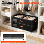 Under Bed Storage with Wheels 2-Pack, Under Bed Storage Containers 66L Clear Lids, Rolling Storage Drawers for Clothes Shoes Blankets, Underbed Organizer Bins(30" L x 16.2" W x 7.5" H)