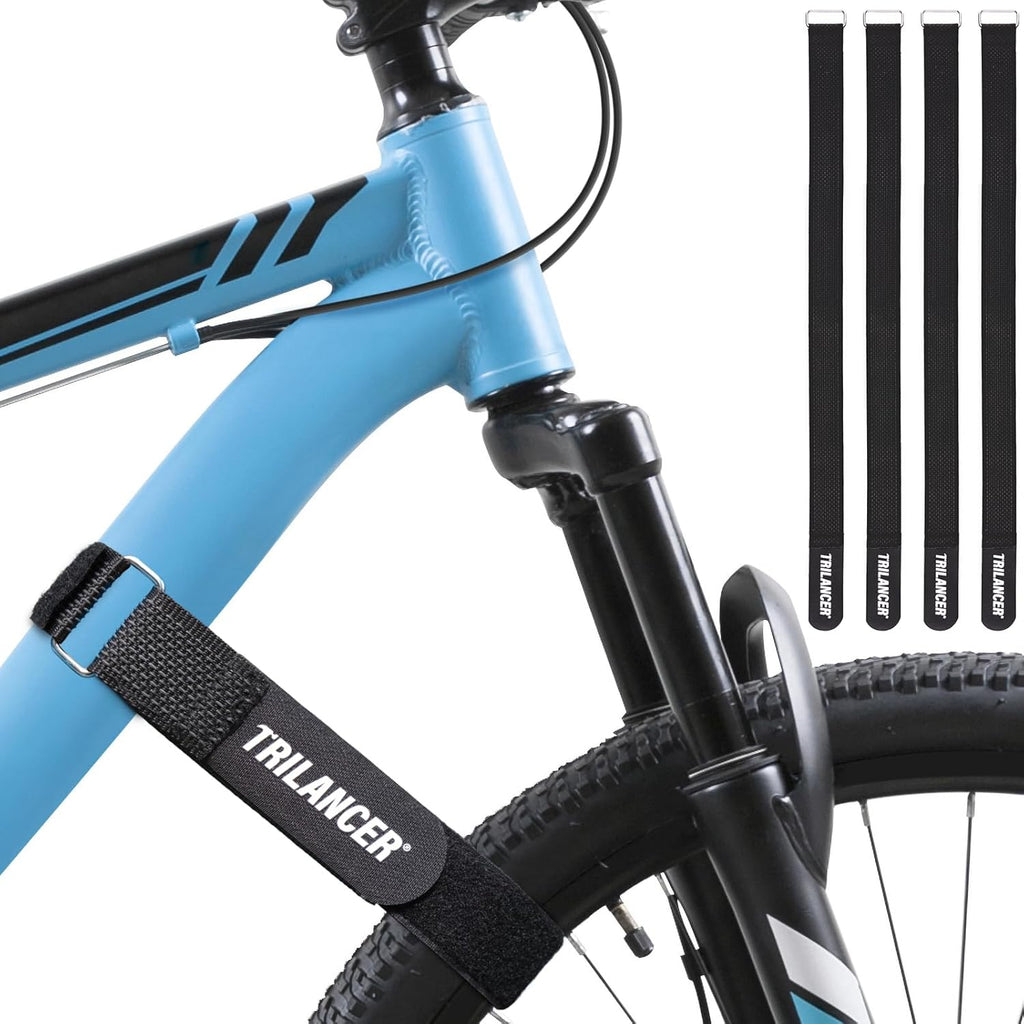 Trilancer Bike Rack Straps, 4-Pack Adjustable Bike Wheel Stabilizer Strap with Hook and Loop for Car and Wall Mount, for Transportation and Storage (29.5'' x 1.5'')