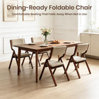 CangLong Foldable Chair Set of 2, Walnut+Light Coffee | Padded Fabric Chairs with Solid Wood Frame, Stackable and Assembled, for Guests Kitchen Office Wedding Party