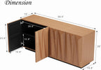 60" Contemporary Geometric Sideboard Buffet with 3D Triangular Doors & Floating Base, Light Walnut Credenza Storage Cabinet for Living Room Kitchen Entryway