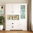 Spaco 78.3" Kitchen Pantry Cabinet with Hutch,Freestanding Food Storage Cabinet with 3 Drawers and 3 Adjustable Shelves,Versatile Buffet Sideboard for Kitchen,Dining Room. (White)